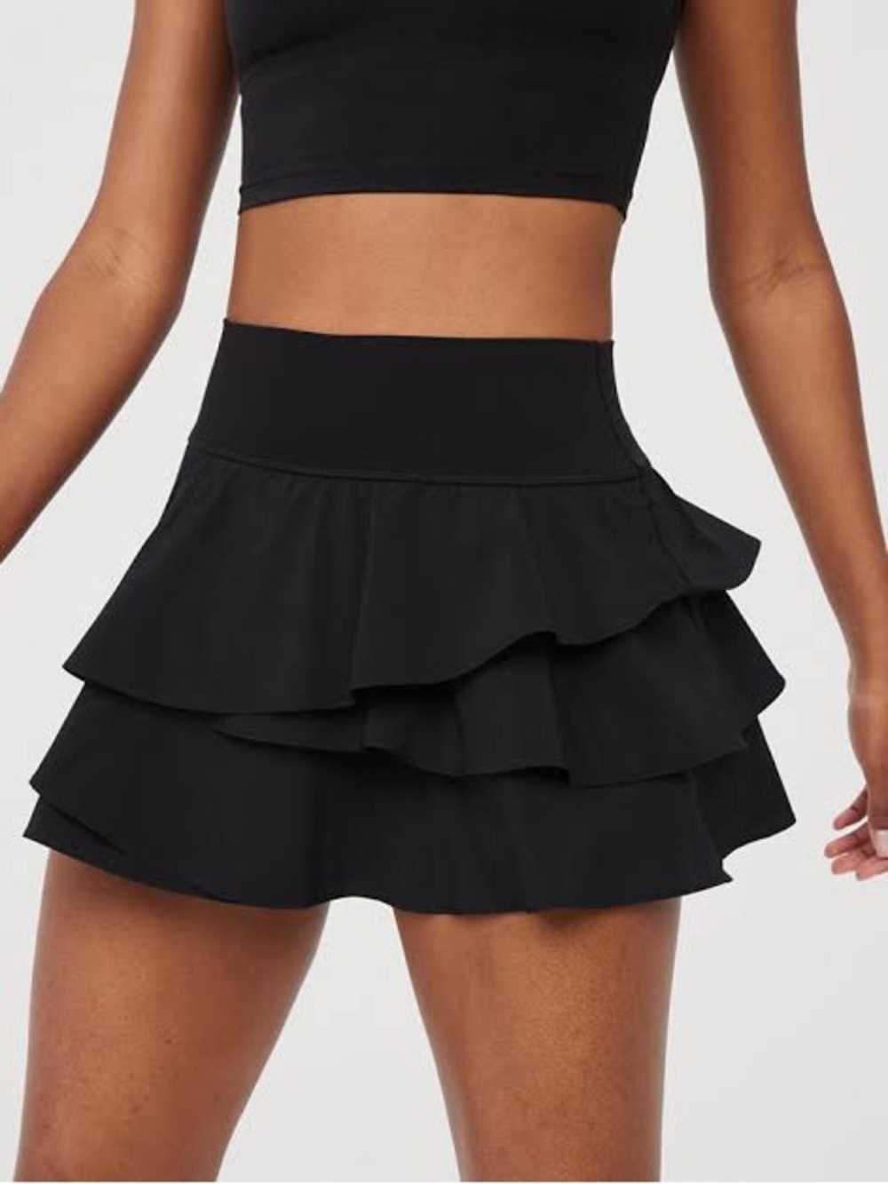 OFFLINE by Aerie Black Tiered Ruffle Skort Size M